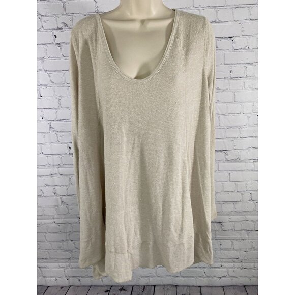 We The Free Free People Beige Long Sleeve Oversized Light Sweater Tunic Top S - Picture 1 of 12